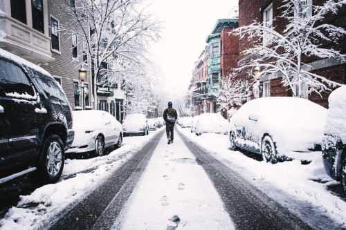 winter snowy street frozen