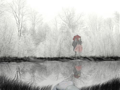 winter togetherness lake