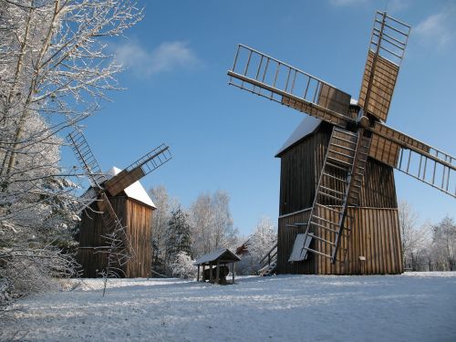 winter snow mill