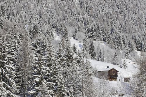 winter mountains chalet