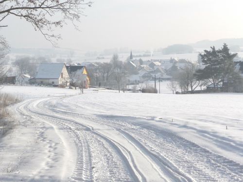 winter tracks in the snow snow