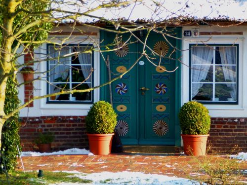 winter old country door