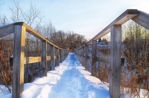winter bridge wood