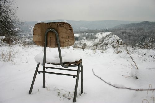 winter chair lonely