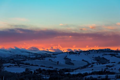 winter sunset snow