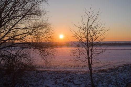 winter sunset field