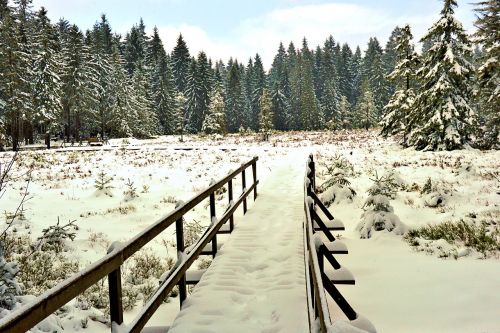 winter bridge railing