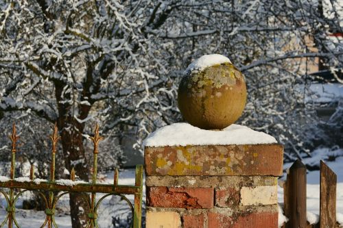 winter fence snowy