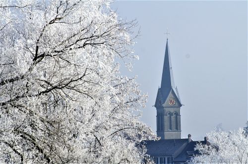 winter steeple snow