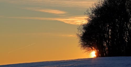 winter evening sun snow