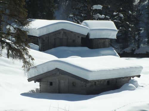 winter hut snow
