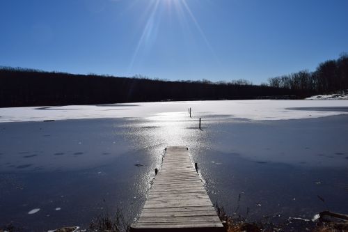 winter lake sun