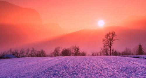 winter snow sunrise