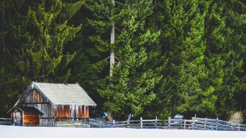 winter snow barn