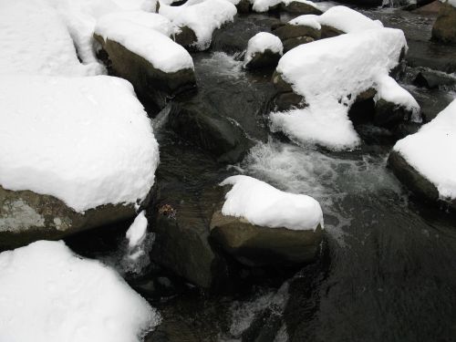 winter brook rocks