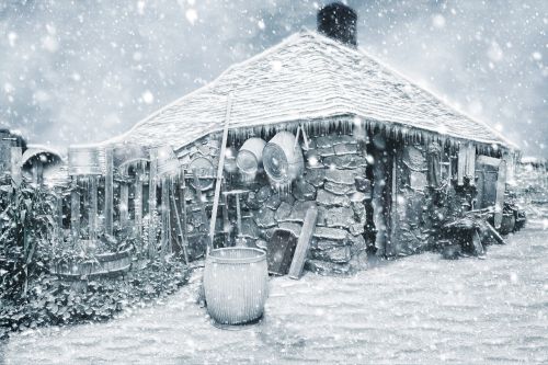 winter house snow