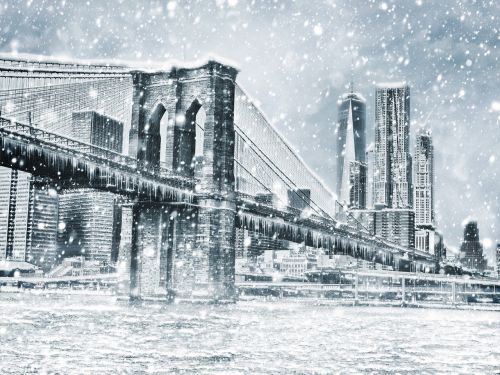winter city bridge
