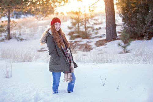 winter redhead girl