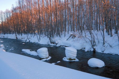 winter river beach