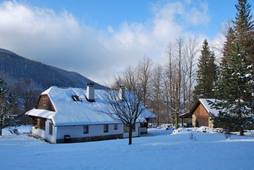 winter cottage snow