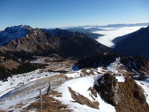 winter hiking steep