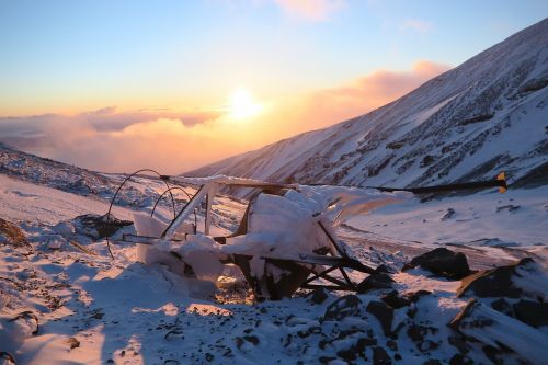 winter mountains sunset