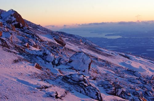 winter mountains sunset