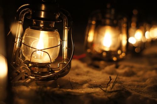 winter christmas market lantern