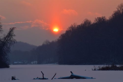 winter sunset sun