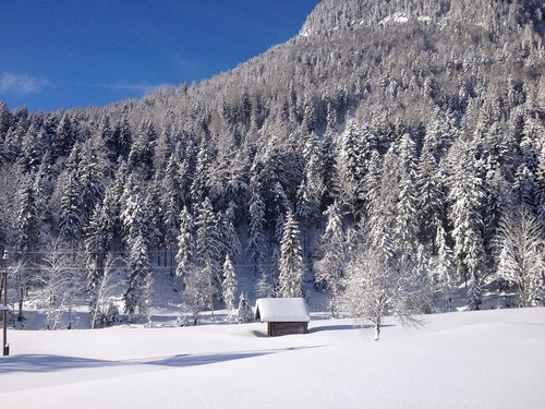 winter  hut  snow