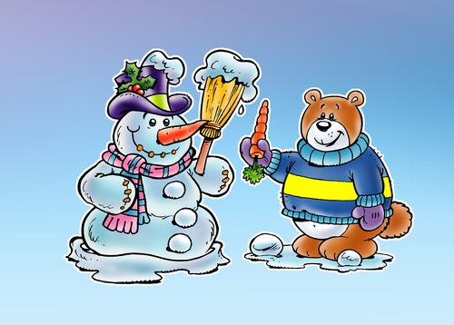 winter  snowman  bear