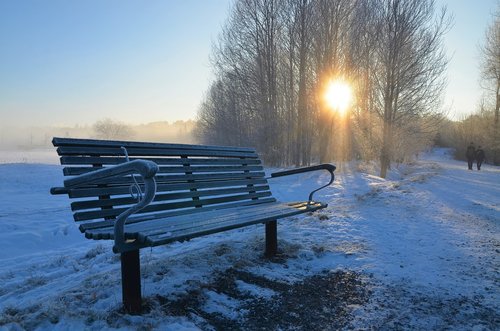 winter  park bench  snow