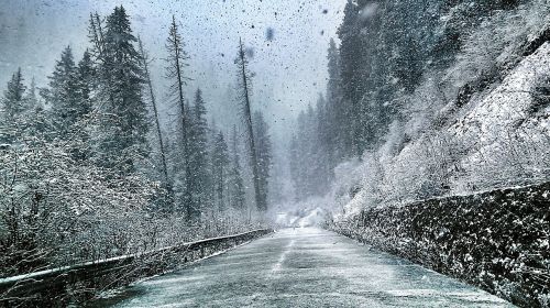 winter heavy snow road