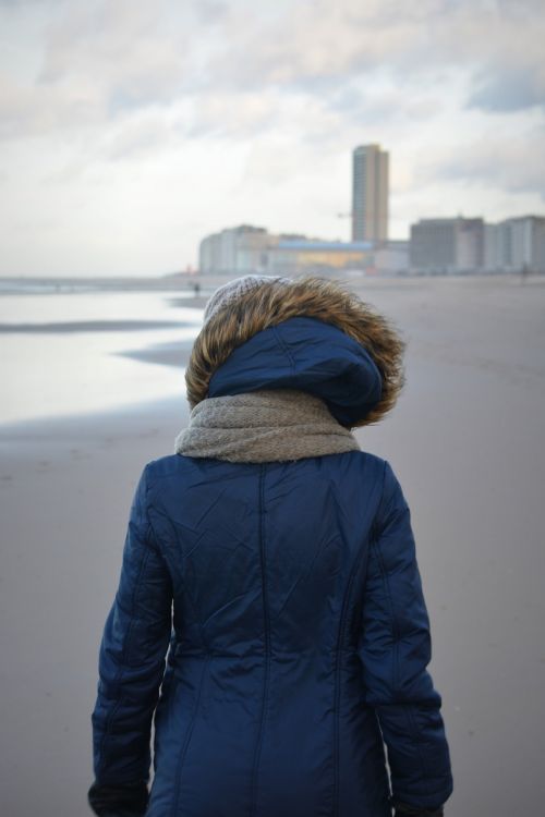 winter winter clothing walk on the beach