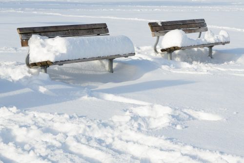 winter snow bench