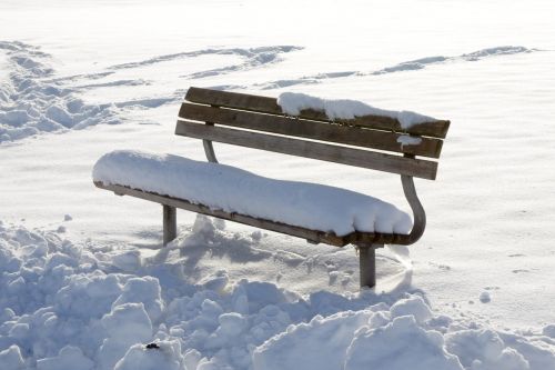 winter snow bench