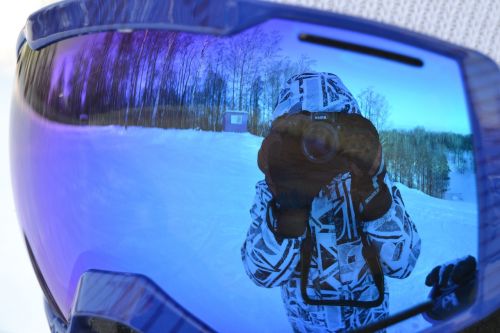 winter snowboarder reflection