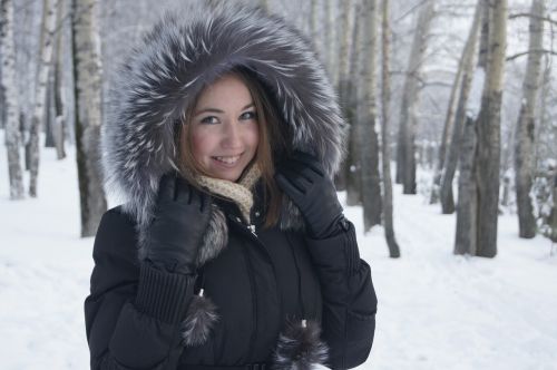 winter girl smile
