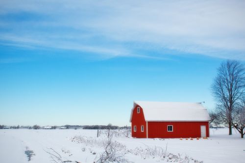 winter barn snow rural