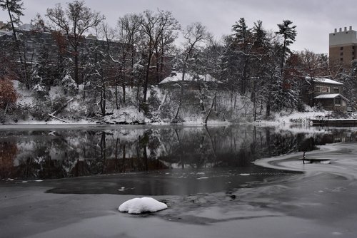 winter lake  snow lake  winter landscape