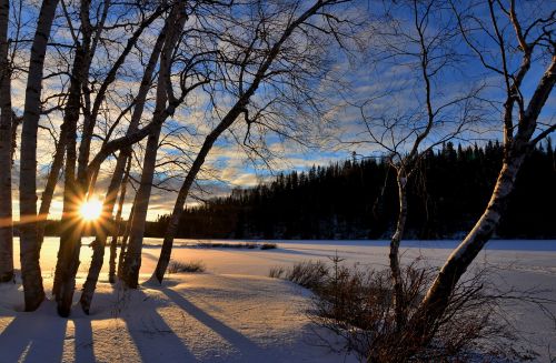 winter landscape sunset twilight