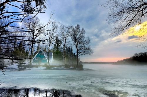 winter landscape ice water