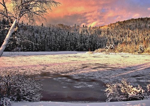 winter landscape colors frozen lake