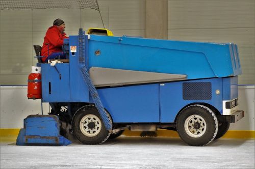 winter stadium cleaning of the ice surface machine