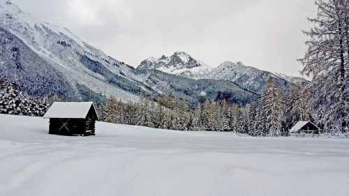 wintry snow mountains