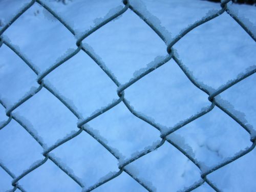 wire mesh fence snow crystals