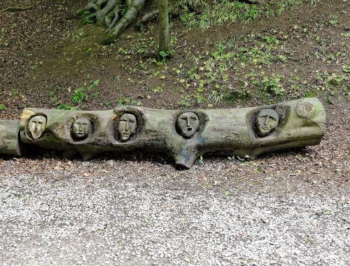 witches carved log