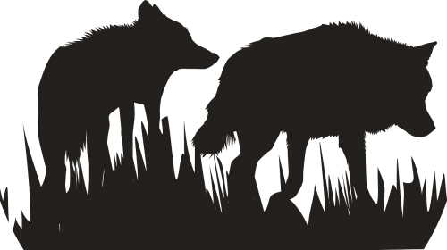 wolves dogs silhouettes