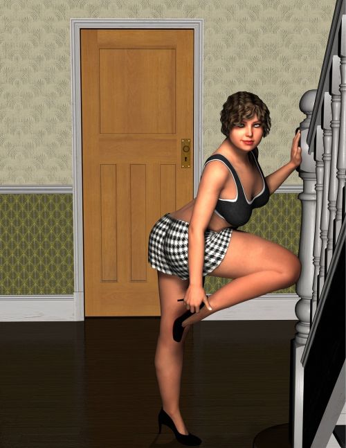 woman stairs pose