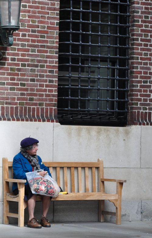 woman sitting bench